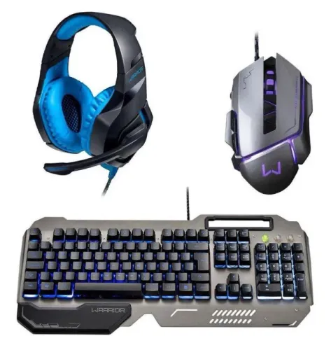 Mouse Gamer Ivor + Teclado Gamer + Headset Gamer Azul (TOP)