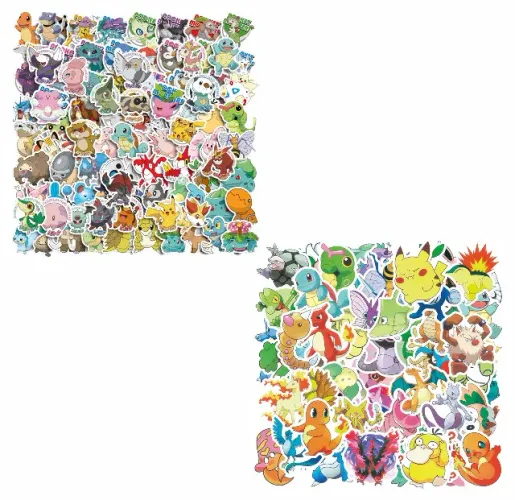 Kit 150 Adesivos de Pokémon Pikachu Charizard Bulbasaur Squirtle - Unidades Pcs Peças 