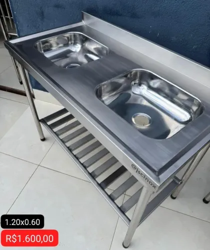 Pia cuba dupla inox 1.20 metros..