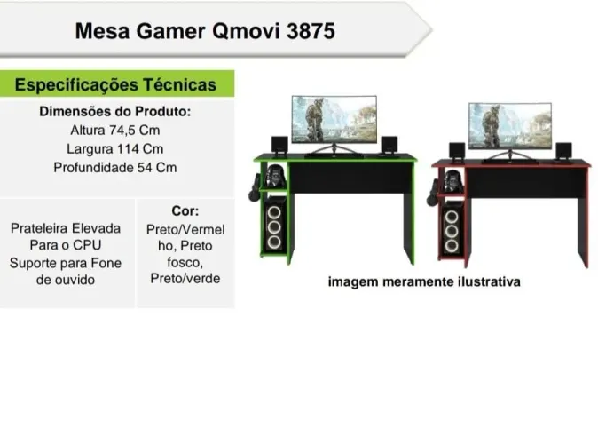 MESA GAMER NOVA E MONTAGEM GRÁTIS - R$ 340,00 A VISTA