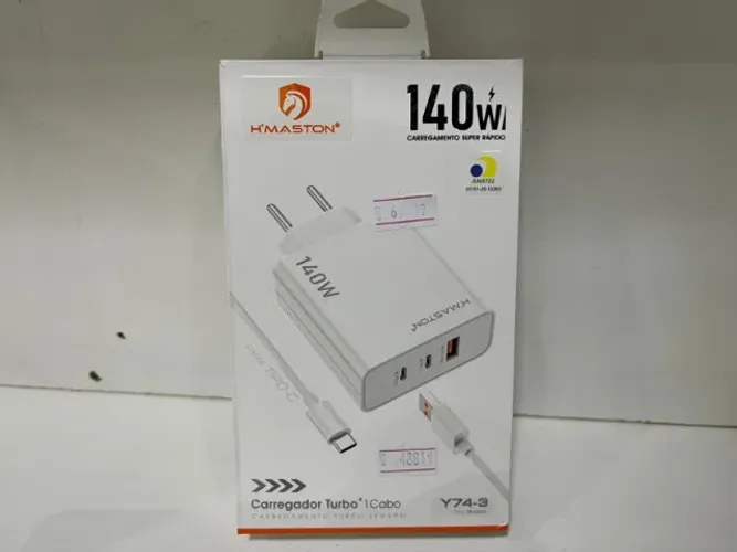 Carregador Turbo 140w + Cabo Usb-c Celular Hmaston Anatel y74-3 Loja Coimbra
