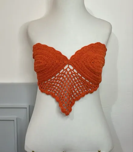 Top de crochê laranja