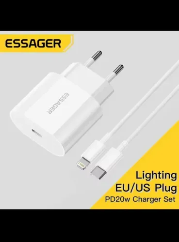 Carregador ESSAGER iPhone 20W com Cabo Tipo C