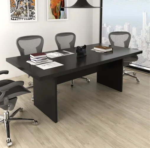 Mesa de Reunião Executiva Preta 2.00x1.00 - IKONMIXOFFICE MÓVEIS PARA ESCRITÓRIO