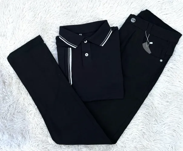 Kit Camisa Polo e Calça Jeans Preta 