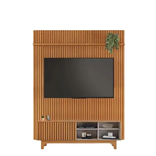 Rack Sereno Larg. 1.68m Cinamomo/Off Ripado + Painel Ripado rf65