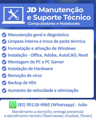 Manutenção e Serviço Técnico de PCs, Notebooks, Computadores