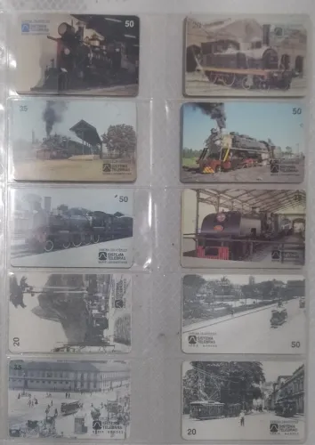 Cartões Telefônicos Locomotivas, Bondes, Ônibus, Siga a Trilha