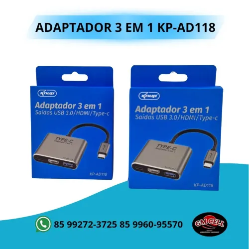 Adaptador 3 em 1 Knup KP-AD118