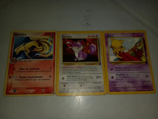 Cartas Pokémon Antigas - Ninetales, Rattata e Abra