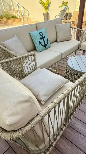 Conjunto sofa área externa alumínio corda nautica 
