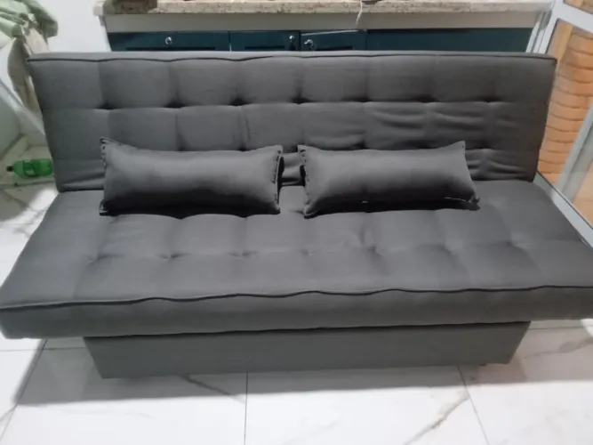 Sofá Cama Veludo Cinza NOVO ULTIMA PEÇA