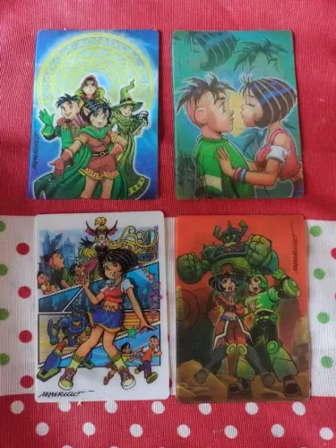 4 Cards Holográficos Turma da Monica Jovem