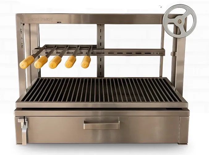 Churrasqueira Parrilla em Aço Inox 304 com Grelha e Espetos