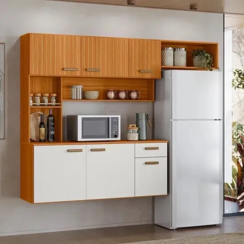 Cozinha Suspensa - Freijó Frisado/Off White l65