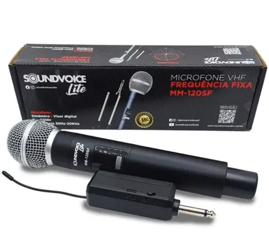 MICROFONE SEM FIO VHF FREQUENCIA FIXA SOUNDVOICE LITE MM-120SF