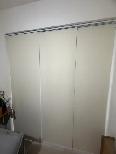Cortina Painel 3 Folhas com Trilho - Bege - Ótimo Estado