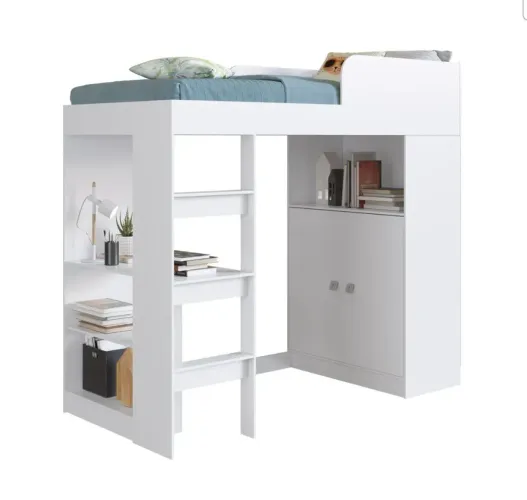 Cama Multifuncional com escrivaninha e armário (San Francisco Yescasa branca)