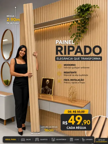 Painel Ripado PVC/WPC industrial resistente
