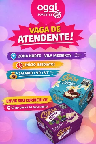OPORTUNIDADE PARA INÍCIO IMEDIATO - ATENDENTE DE LOJA | VILA MEDEIROS - ZONA NORTE