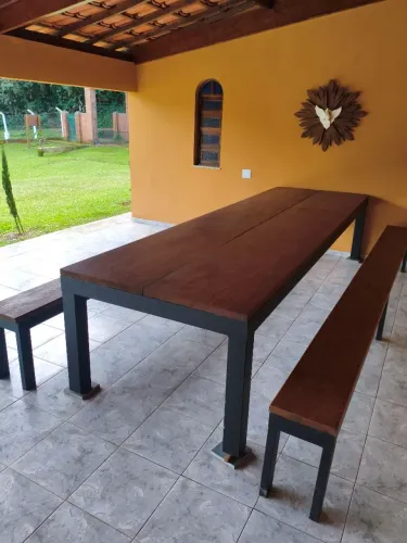 Mesa madeira fazenda sitio 4 m
