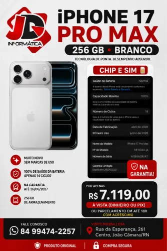Smartphone para vender rápido iPhone 17 pro max branco