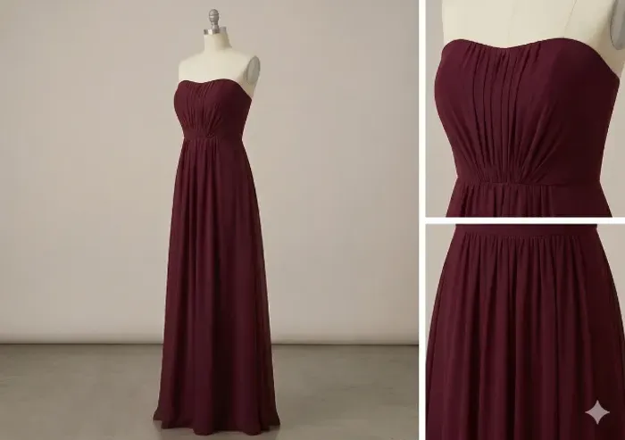 Vestido Longo de Festa Bordô Tomara que Caia