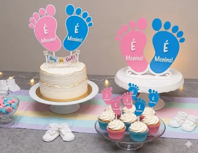 Plaquinha Personalizada Chá de Bebê | Toppers | Personalize o texto