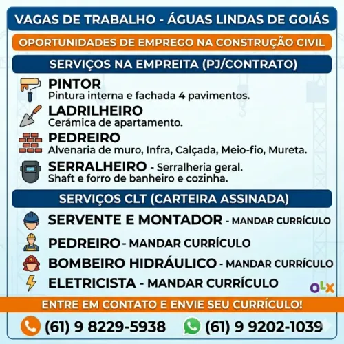 Empreita serviço ÁGUAS LINDAS DE GOIAS