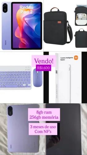 Tablet Redmi Pad SE 256GB / 8GB RAM + Caneta + Teclado + Mouse + Bolsa (Kit Completo!)