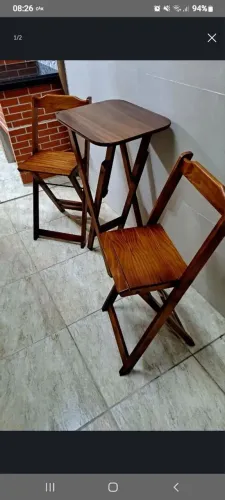 Conjunto Mesa C/2 Cadeiras Madeira Maciça