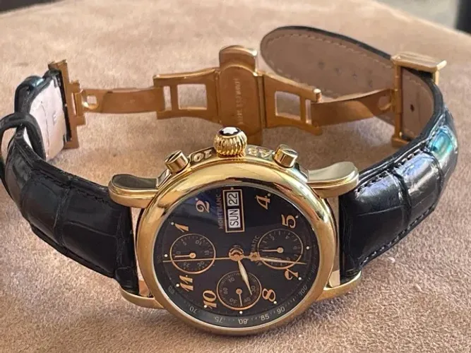 relógio montblanc meisterstuck cronograrph automatic 4810 ouro 18k( plq.) 100% original