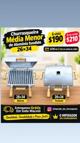 Churrasqueira Média menor de Alumínio Fundido 26×34