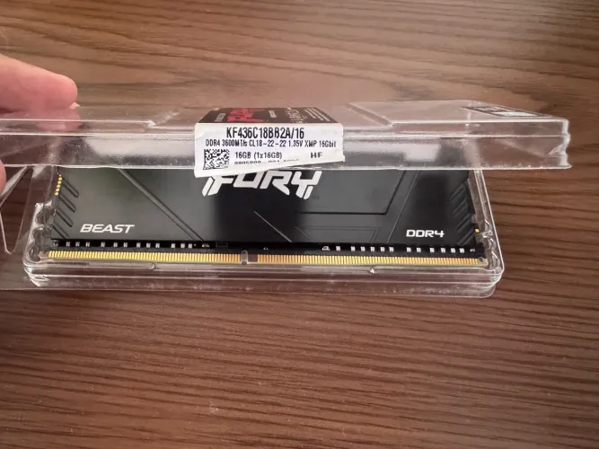 Memória RAM ddr4 Kingston fury beast rgb, 16gb 3600mhz, XMP 2.0 cl18