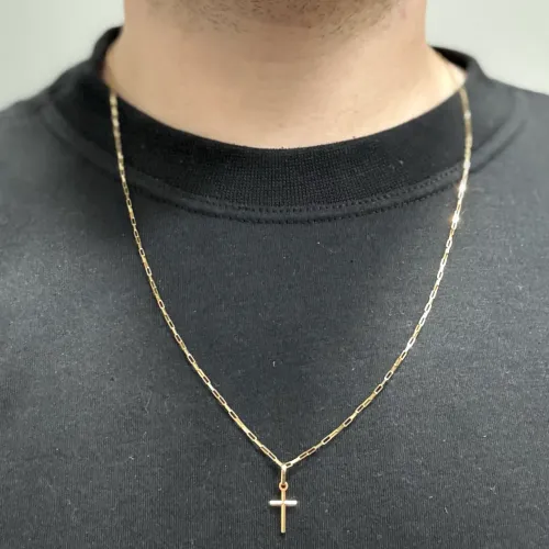 Cordão de Ouro 18k Cartier Pingente Crucifixo 