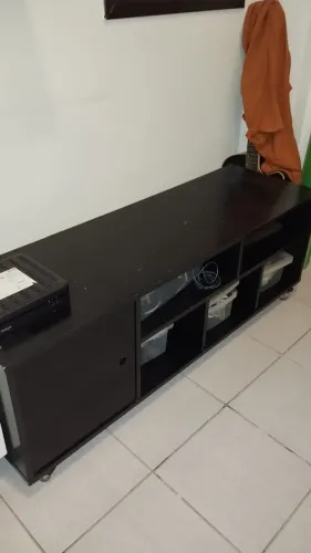 Rack para TV/móvel de apoio todo preto (44,5 x 1,23 x 39)