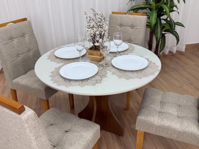 Mesa de Jantar Siena Circular 1.00×1.00m c/4 Cadeiras l7