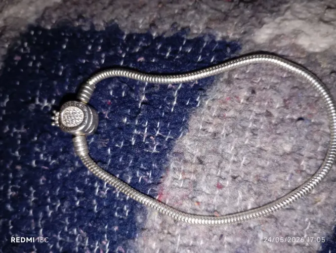 Pulseira Pandora prata 925 e berloque 925 bordado a mão 