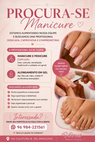 Vaga de nail designer manicure 