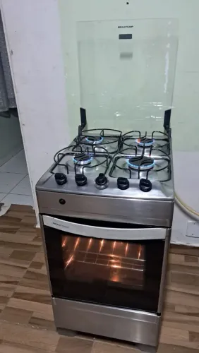 Fogão Brastemp inox 4 bocas automático, funcionando perfeitamente (Entrego)