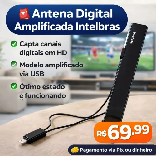 ? Antena Digital HD Amplificada Intelbras ? Sem Mensalidade + Envio