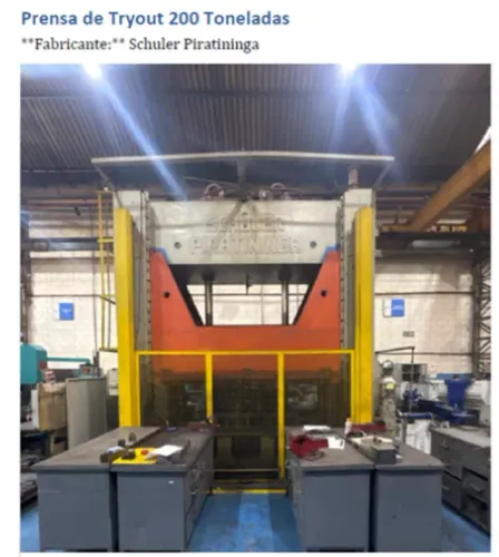PRENSA TRY-OUT - 200TON SCHULER/PIRATININGA - MESA 3200mm X 1700mm