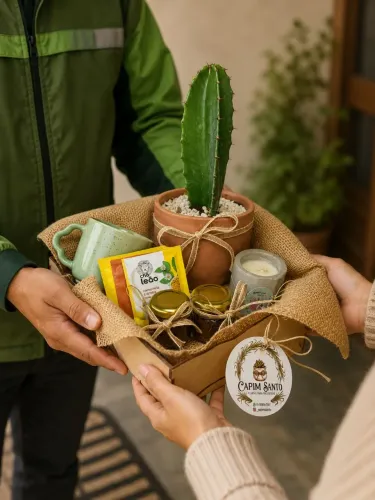 Cestas para Presente com Plantas e mimos