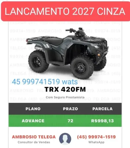 NOVO QUADRICICLO TRX RONDA 2027