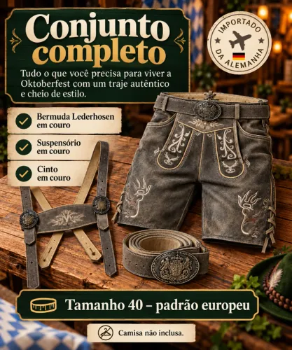 Lederhosen Masculino Original Alemão - Couro Legítimo - Tam. 40 Europeu