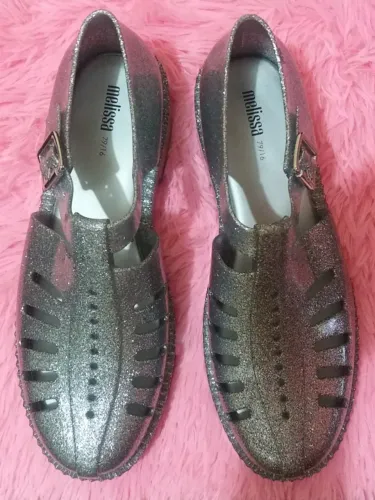 Melissa Aranha 79/16 - Prata com glitter - Nova, nunca usada - Na caixa original - 39/40