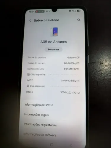 SAMSUNG A05 RAM 4/6 GB ESPAÇO 128 GB