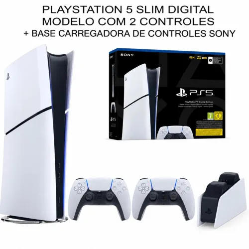 PS5 Slim 825gb + 2 controles + base carregadora Sony