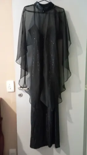 Vestido social de festa preto brilhante M