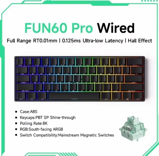 Teclado Magnético Akko Monsgeek FUN60 Pro 8000Hz Polling Rate